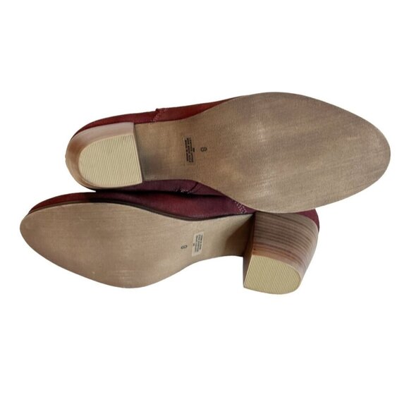 Diba Women's Sleek Bootie Burgundy Suede Buckle Stacked Heel LeatherSize 8.5 NWT - Picture 7 of 8